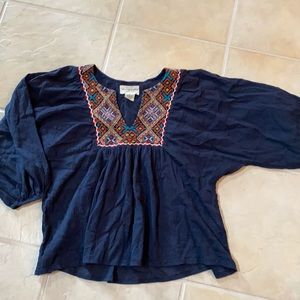 Ralph Lauren embroidered yoke boho top
